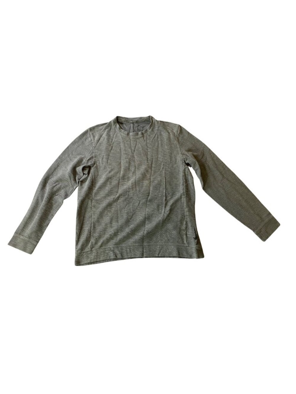 Nike Mens Gray Long Sleeve Crew Neck Shirt Cotton Blend Medium
